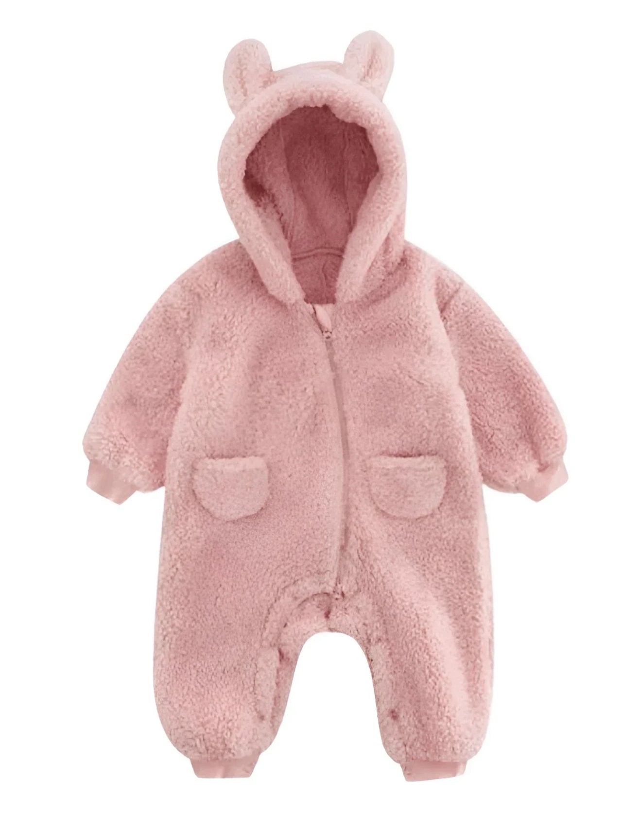 0-2Y Adorable Warm Baby's One-Piece Hooded Suit With Ears!
