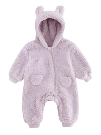 Thumbnail for 0-2Y Adorable Warm Baby's One-Piece Hooded Suit With Ears!