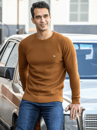 Thumbnail for 100% Cotton Pullover Waffle Sweaters For Men -, Sweater , Drestiny , Apricot, Australia, Brown, Dark Grey, L, M, Navy, New Zealand, Pullovers, S, Sweaters, United Kingdom, United States, XL, XXL , Drestiny , www.shopdrestiny.com