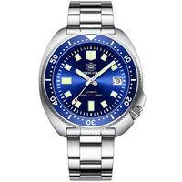 Thumbnail for Men's Turtle Silver watch with blue dial on a white background