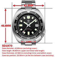 Thumbnail for Men's Turtle watch with dimensions labeled on a white background
