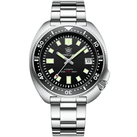 Thumbnail for Men's Turtle Silver watch with black dial on a white background