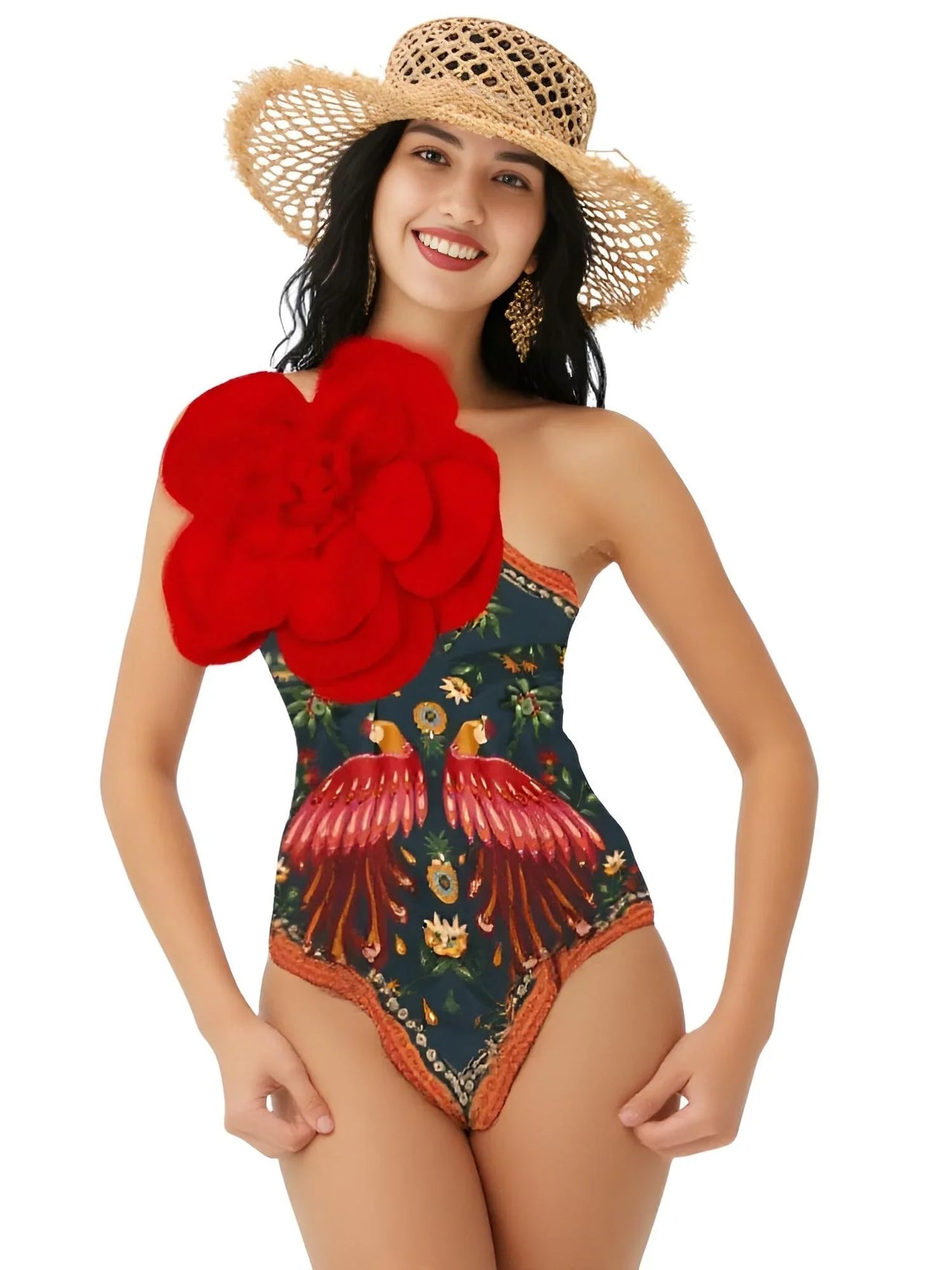 2025 New Flower One Piece Swimsuit Luxury Women's Swimwear -, One Piece Swimsuit , Drestiny , Australia, Black, Blue, Canada, Cover Ups, Dark Green, Dark Red, Deep Pink, Green, Green Yellow, L, M, New Zealand, One Piece Swimwear, One Shoulder, Orange, Pink, Red, S, Sets, Skirt Sets, Skirts, Teal, United Kingdom, United States, White, XL , Drestiny , www.shopdrestiny.com