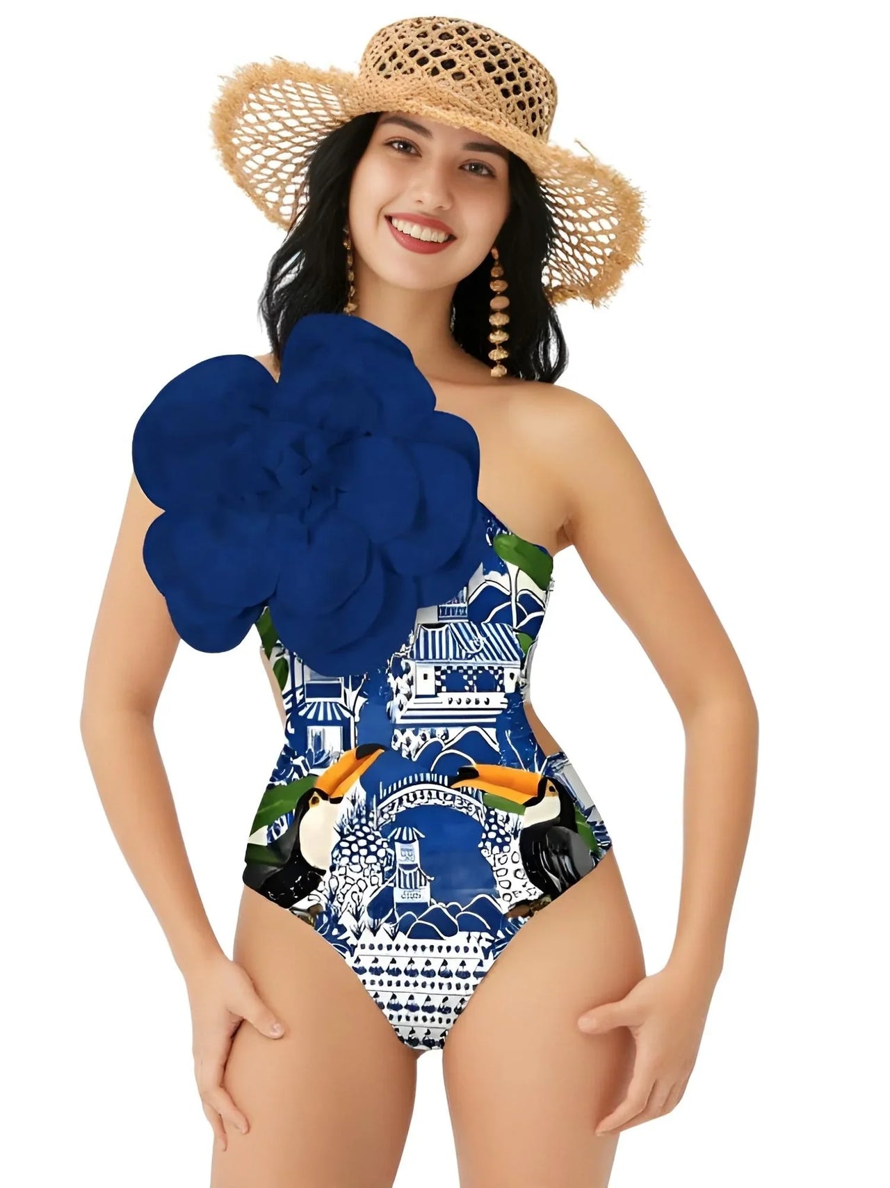 2025 New Flower One Piece Swimsuit Luxury Women's Swimwear -, One Piece Swimsuit , Drestiny , Australia, Black, Blue, Canada, Cover Ups, Dark Green, Dark Red, Deep Pink, Green, Green Yellow, L, M, New Zealand, One Piece Swimwear, One Shoulder, Orange, Pink, Red, S, Sets, Skirt Sets, Skirts, Teal, United Kingdom, United States, White, XL , Drestiny , www.shopdrestiny.com