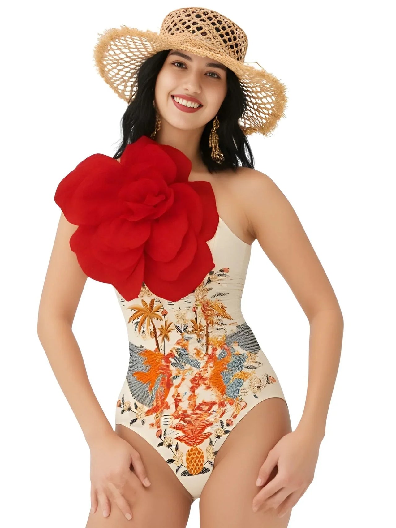 2025 New Flower One Piece Swimsuit Luxury Women's Swimwear -, One Piece Swimsuit , Drestiny , Australia, Black, Blue, Canada, Cover Ups, Dark Green, Dark Red, Deep Pink, Green, Green Yellow, L, M, New Zealand, One Piece Swimwear, One Shoulder, Orange, Pink, Red, S, Sets, Skirt Sets, Skirts, Teal, United Kingdom, United States, White, XL , Drestiny , www.shopdrestiny.com