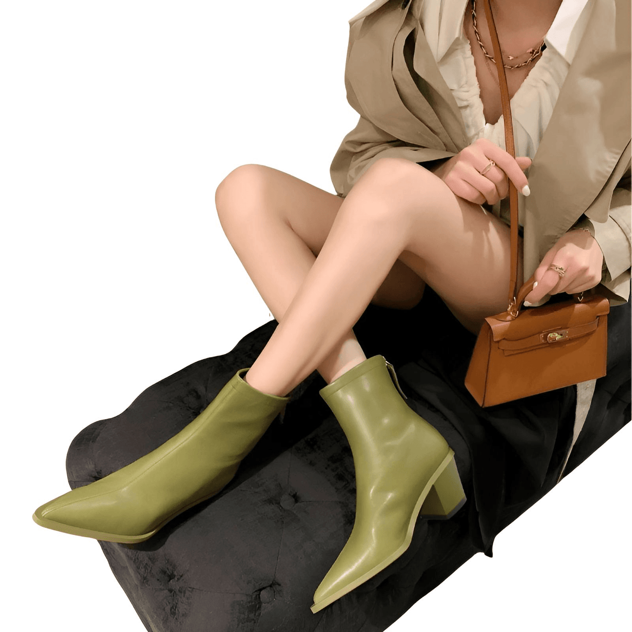 2025 Sexy Women's Ankle Boots Genuine Leather Autumn Winter Boots Zipper Chunky Heel Pointed Toe Black Shoes -, Ankle Boots , Drestiny , 10, 11, 12, 3, 4, 5, 6, 7, 8, 9, Ankle Boots, Australia, Black, Boots, Canada, FR, Green, Heels, New Zealand, United Kingdom, United States , Drestiny , www.shopdrestiny.com