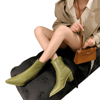 Thumbnail for 2025 Sexy Women's Ankle Boots Genuine Leather Autumn Winter Boots Zipper Chunky Heel Pointed Toe Black Shoes -, Ankle Boots , Drestiny , 10, 11, 12, 3, 4, 5, 6, 7, 8, 9, Ankle Boots, Australia, Black, Boots, Canada, FR, Green, Heels, New Zealand, United Kingdom, United States , Drestiny , www.shopdrestiny.com