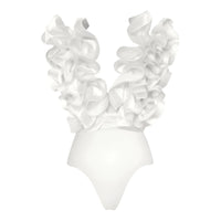 Thumbnail for White swimsuit with ruffled details on a white background