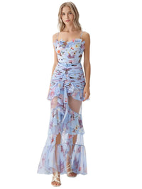 Thumbnail for Woman wearing a floral swimsuit and matching cover up on a white background