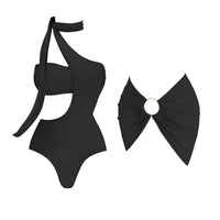 Thumbnail for 2Pcs Deep V Swimsuit Set With Long Skirt Women's Sexy Swimwear Sets Female Bikini Cut Out Biquini Beachwear, Drestiny, Sets, Skirts, Cover-Ups, One Piece Swimsuits, Bikinis, S, M, L, XL, One Shoulder, United States, Canada, USA, Australia, New Zealand, United Kingdom, UK, two piece sets, bikini cover ups, beach cover up sarong, bikini cover ups, bikini cover up skirts, sarong wrap cover up,  Dark Brown, White, Light Blue, Brown, Beige, Black, kaftan cover up uk, shopdrestiny.com