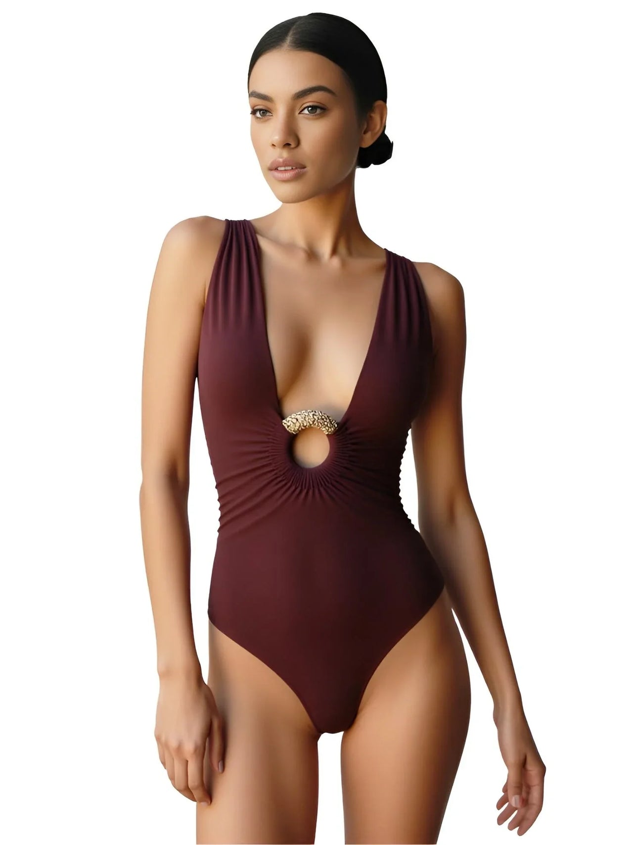 2Pcs Deep V Swimsuit Set With Long Skirt Women's Sexy Swimwear Sets Female Bikini Cut Out Biquini Beachwear, Drestiny, Sets, Skirts, Cover-Ups, One Piece Swimsuits, Bikinis, S, M, L, XL, One Shoulder, United States, Canada, USA, Australia, New Zealand, United Kingdom, UK, two piece sets, bikini cover ups, beach cover up sarong, bikini cover ups, bikini cover up skirts, sarong wrap cover up,  Dark Brown, White, Light Blue, Brown, Beige, Black, kaftan cover up uk, shopdrestiny.com