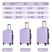 Thumbnail for 3 Piece Luggage Set Hard Shell Luggage Set with Spinner Wheel Carry On Luggage With TSA Lock Travel Suitcase set, Drestiny, 20