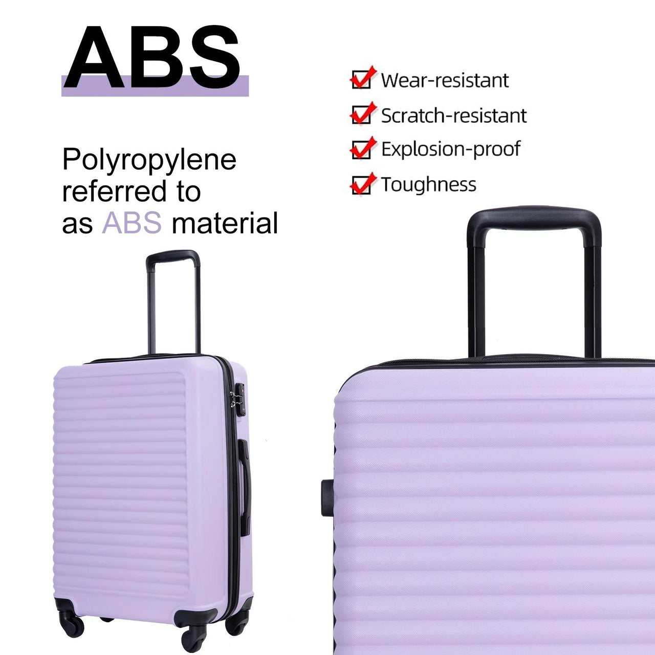 3 Piece Luggage Set Hard Shell Luggage Set with Spinner Wheel Carry On Luggage With TSA Lock Travel Suitcase set, Drestiny, 20" 24", 28", United States, Luggage, Sets, Suitcases, cheap hard shell luggage, best cheap hard shell luggage, budget hard shell luggage, hard shell luggage on sale, hard shell luggage under $100, Purple, Orange, Dark Purple, Black, Green, Blue, Pink, Light Blue, Gold, shopdrestiny.com