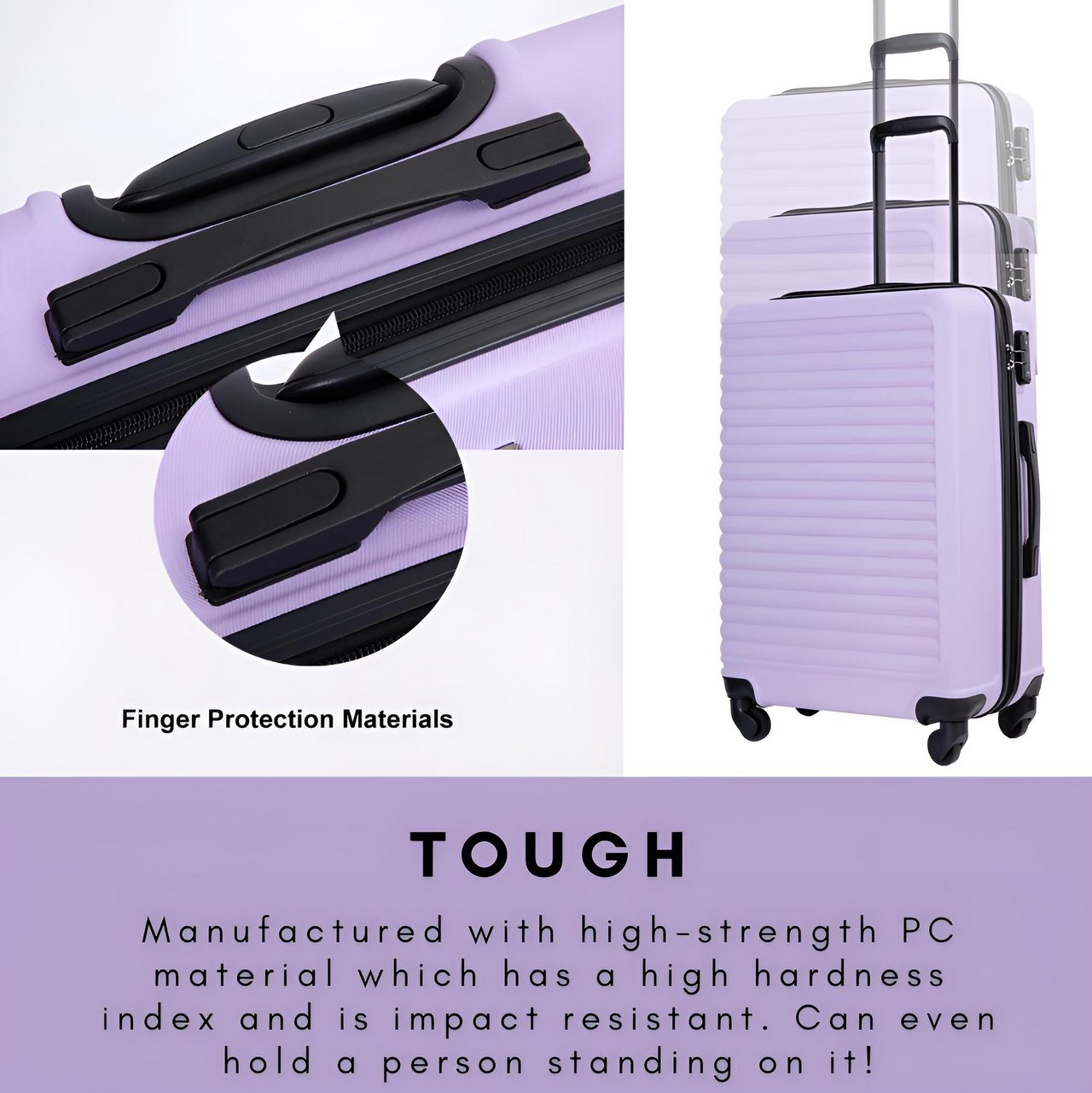 3 Piece Luggage Set Hard Shell Luggage Set with Spinner Wheel Carry On Luggage With TSA Lock Travel Suitcase set, Drestiny, 20" 24", 28", United States, Luggage, Sets, Suitcases, cheap hard shell luggage, best cheap hard shell luggage, budget hard shell luggage, hard shell luggage on sale, hard shell luggage under $100, Purple, Orange, Dark Purple, Black, Green, Blue, Pink, Light Blue, Gold, shopdrestiny.com