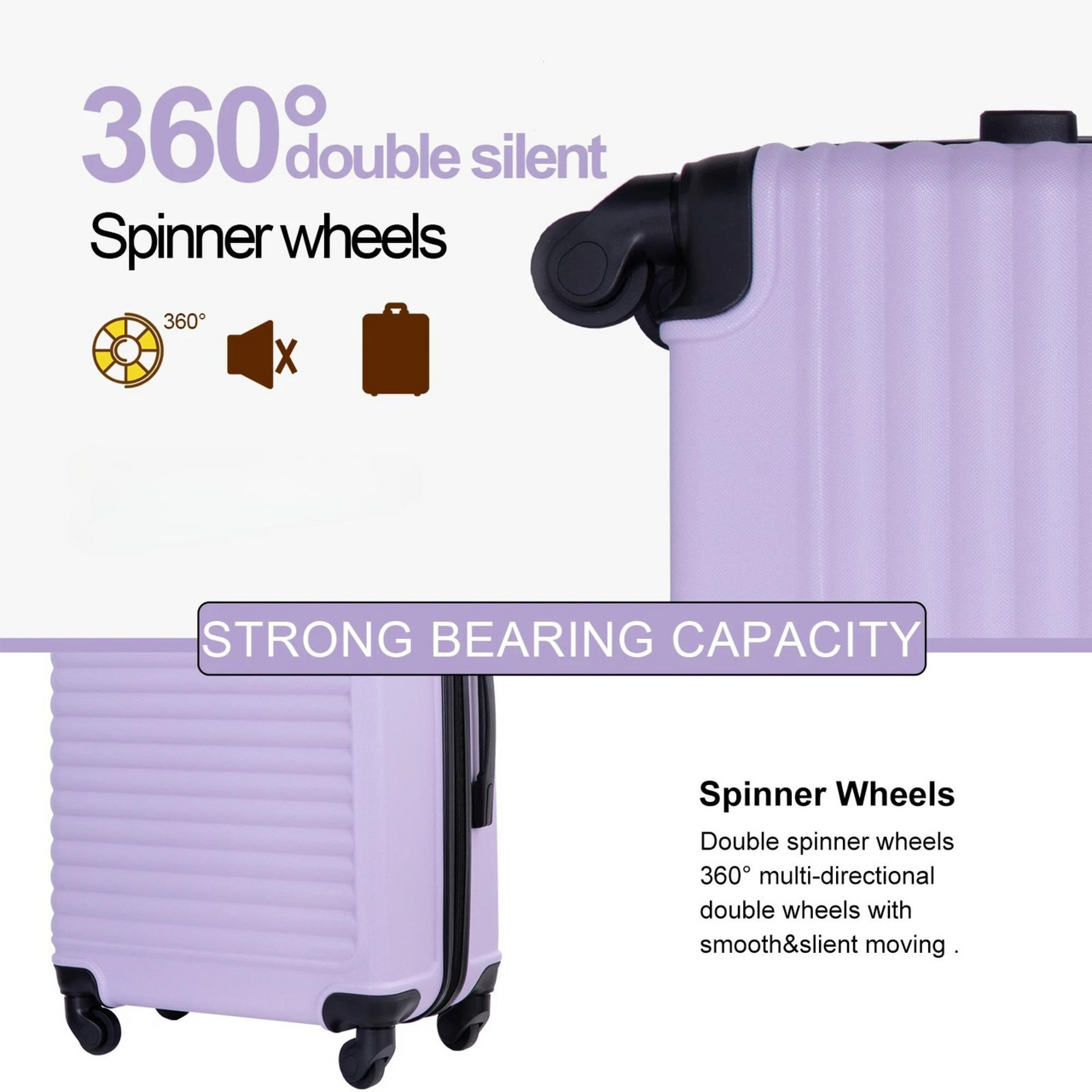 3 Piece Luggage Set Hard Shell Luggage Set with Spinner Wheel Carry On Luggage With TSA Lock Travel Suitcase set, Drestiny, 20" 24", 28", United States, Luggage, Sets, Suitcases, cheap hard shell luggage, best cheap hard shell luggage, budget hard shell luggage, hard shell luggage on sale, hard shell luggage under $100, Purple, Orange, Dark Purple, Black, Green, Blue, Pink, Light Blue, Gold, shopdrestiny.com