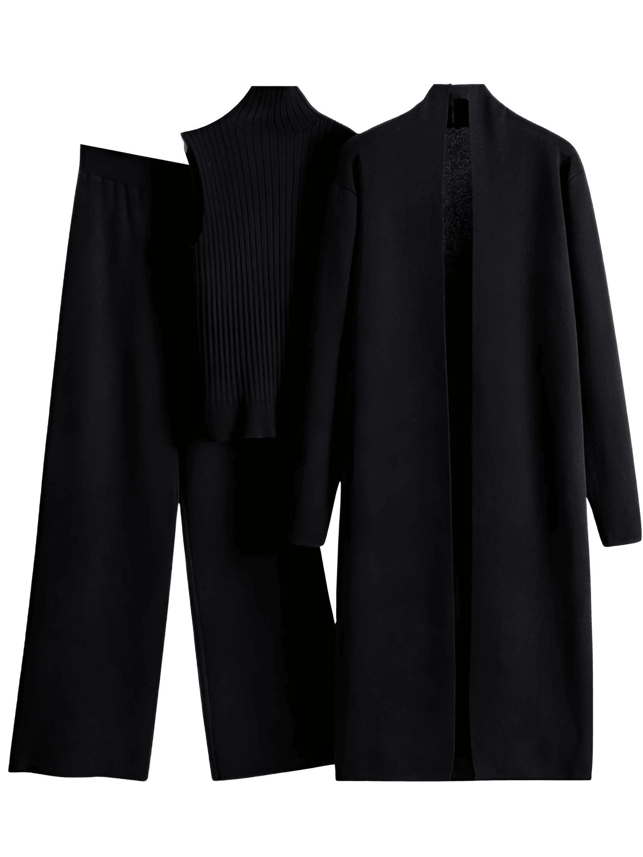 3 Piece Women's Cardigan Pants Set Fashion Knitted Pant Set Ladies Sweater Suit Vintage Fashion Ladies 3-Piece Set -, Outfit Sets , Drestiny , Apricot, Australia, Black, Blue, Brown, Cardigans, Casual Pants, Casual Shirts, Deep Pink, FR, Green, Ivory, Long Sleeves, New Zealand, Off White, Pant Sets, Pant Suits, Sets, Sleeveless, Sweaters, Turtlenecks, United Kingdom, United States , Drestiny , www.shopdrestiny.com