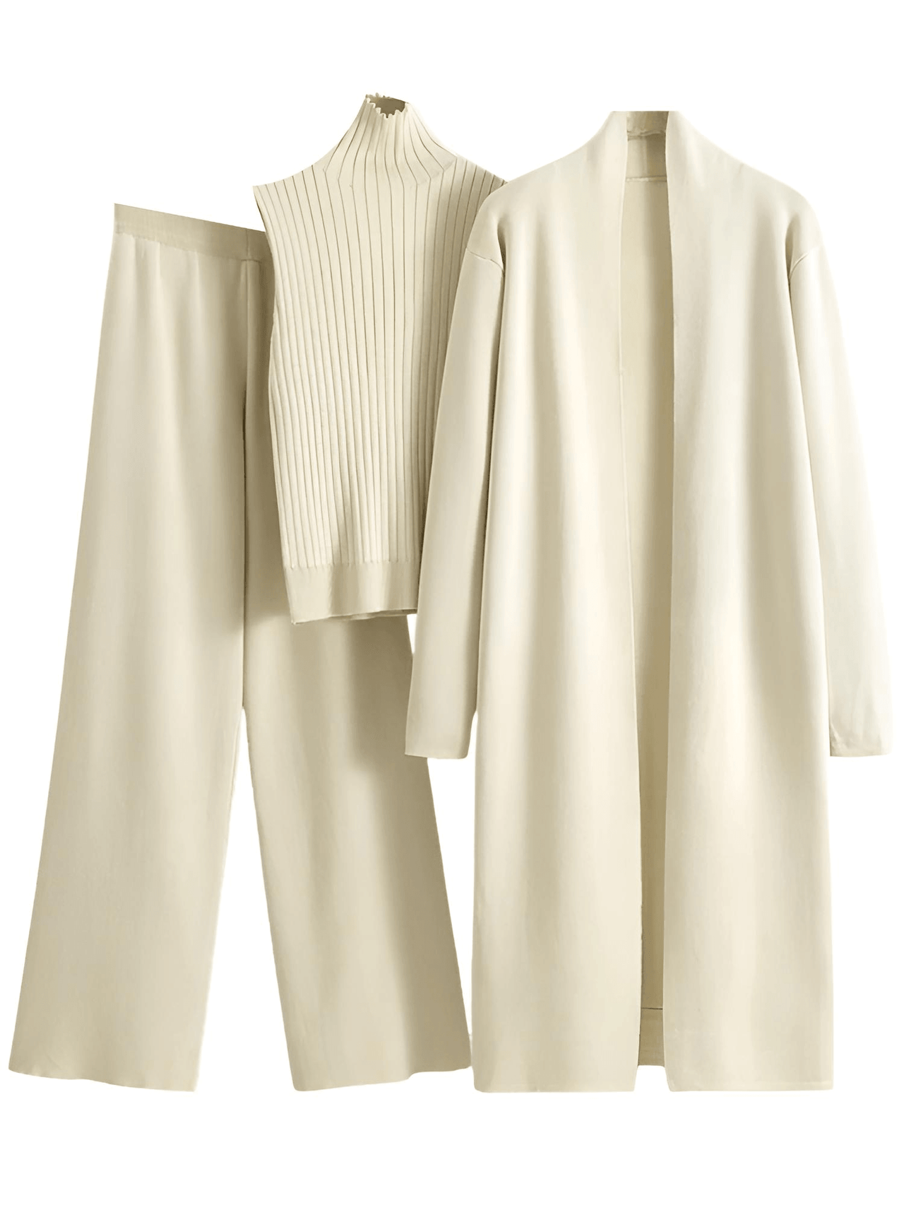 3 Piece Women's Cardigan Pants Set Fashion Knitted Pant Set Ladies Sweater Suit Vintage Fashion Ladies 3-Piece Set -, Outfit Sets , Drestiny , Apricot, Australia, Black, Blue, Brown, Cardigans, Casual Pants, Casual Shirts, Deep Pink, FR, Green, Ivory, Long Sleeves, New Zealand, Off White, Pant Sets, Pant Suits, Sets, Sleeveless, Sweaters, Turtlenecks, United Kingdom, United States , Drestiny , www.shopdrestiny.com