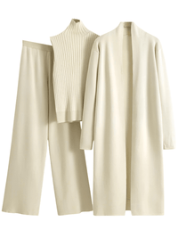 Thumbnail for 3 Piece Women's Cardigan Pants Set Fashion Knitted Pant Set Ladies Sweater Suit Vintage Fashion Ladies 3-Piece Set -, Outfit Sets , Drestiny , Apricot, Australia, Black, Blue, Brown, Cardigans, Casual Pants, Casual Shirts, Deep Pink, FR, Green, Ivory, Long Sleeves, New Zealand, Off White, Pant Sets, Pant Suits, Sets, Sleeveless, Sweaters, Turtlenecks, United Kingdom, United States , Drestiny , www.shopdrestiny.com