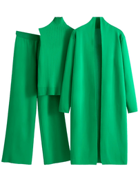 Thumbnail for 3 Piece Women's Cardigan Pants Set Fashion Knitted Pant Set Ladies Sweater Suit Vintage Fashion Ladies 3-Piece Set -, Outfit Sets , Drestiny , Apricot, Australia, Black, Blue, Brown, Cardigans, Casual Pants, Casual Shirts, Deep Pink, FR, Green, Ivory, Long Sleeves, New Zealand, Off White, Pant Sets, Pant Suits, Sets, Sleeveless, Sweaters, Turtlenecks, United Kingdom, United States , Drestiny , www.shopdrestiny.com