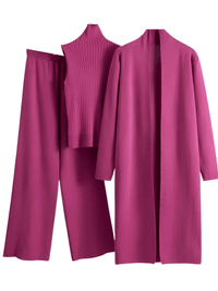 Thumbnail for 3 Piece Women's Cardigan Pants Set Fashion Knitted Pant Set Ladies Sweater Suit Vintage Fashion Ladies 3-Piece Set -, Outfit Sets , Drestiny , Apricot, Australia, Black, Blue, Brown, Cardigans, Casual Pants, Casual Shirts, Deep Pink, FR, Green, Ivory, Long Sleeves, New Zealand, Off White, Pant Sets, Pant Suits, Sets, Sleeveless, Sweaters, Turtlenecks, United Kingdom, United States , Drestiny , www.shopdrestiny.com