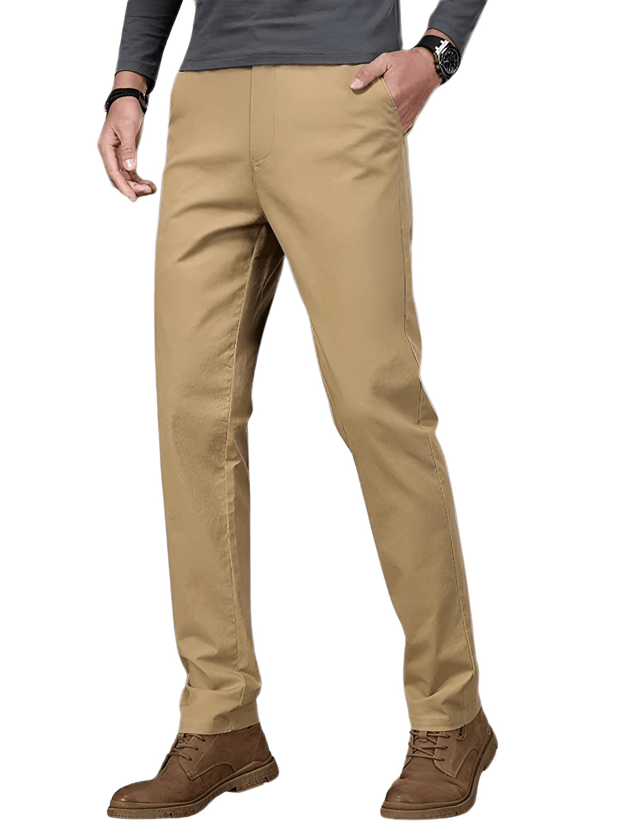 97% Cotton Men's Casual Pants Autumn Fashion Comfortable Elastic Slim Straight Business Trousers, Drestiny, Casual Pants, Dress Pants Men's, Trousers, United States, Australia, New Zealand, United Kingdom, 28, 29, 30, 31, 32, 33, 34, 36, 38, Coffee Brown, Black, Blue, Dark Grey, Khaki, Army Green, Light Khaki, Light Grey Pants, Shopdrestiny.com