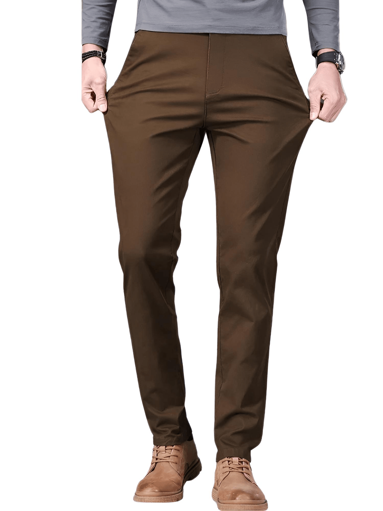 97% Cotton Men's Casual Pants Autumn Fashion Comfortable Elastic Slim Straight Business Trousers, Drestiny, Casual Pants, Dress Pants Men's, Trousers, United States, Australia, New Zealand, United Kingdom, 28, 29, 30, 31, 32, 33, 34, 36, 38, Coffee Brown, Black, Blue, Dark Grey, Khaki, Army Green, Light Khaki, Light Grey Pants, Shopdrestiny.com