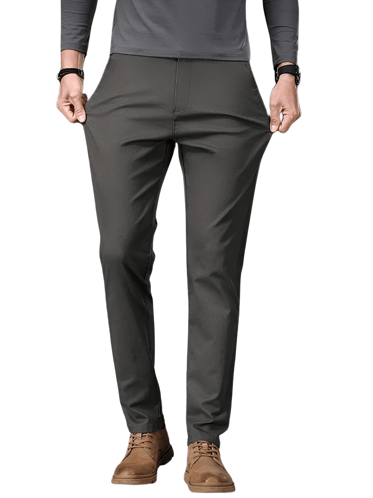 97% Cotton Men's Casual Pants Autumn Fashion Comfortable Elastic Slim Straight Business Trousers, Drestiny, Casual Pants, Dress Pants Men's, Trousers, United States, Australia, New Zealand, United Kingdom, 28, 29, 30, 31, 32, 33, 34, 36, 38, Coffee Brown, Black, Blue, Dark Grey, Khaki, Army Green, Light Khaki, Light Grey Pants, Shopdrestiny.com