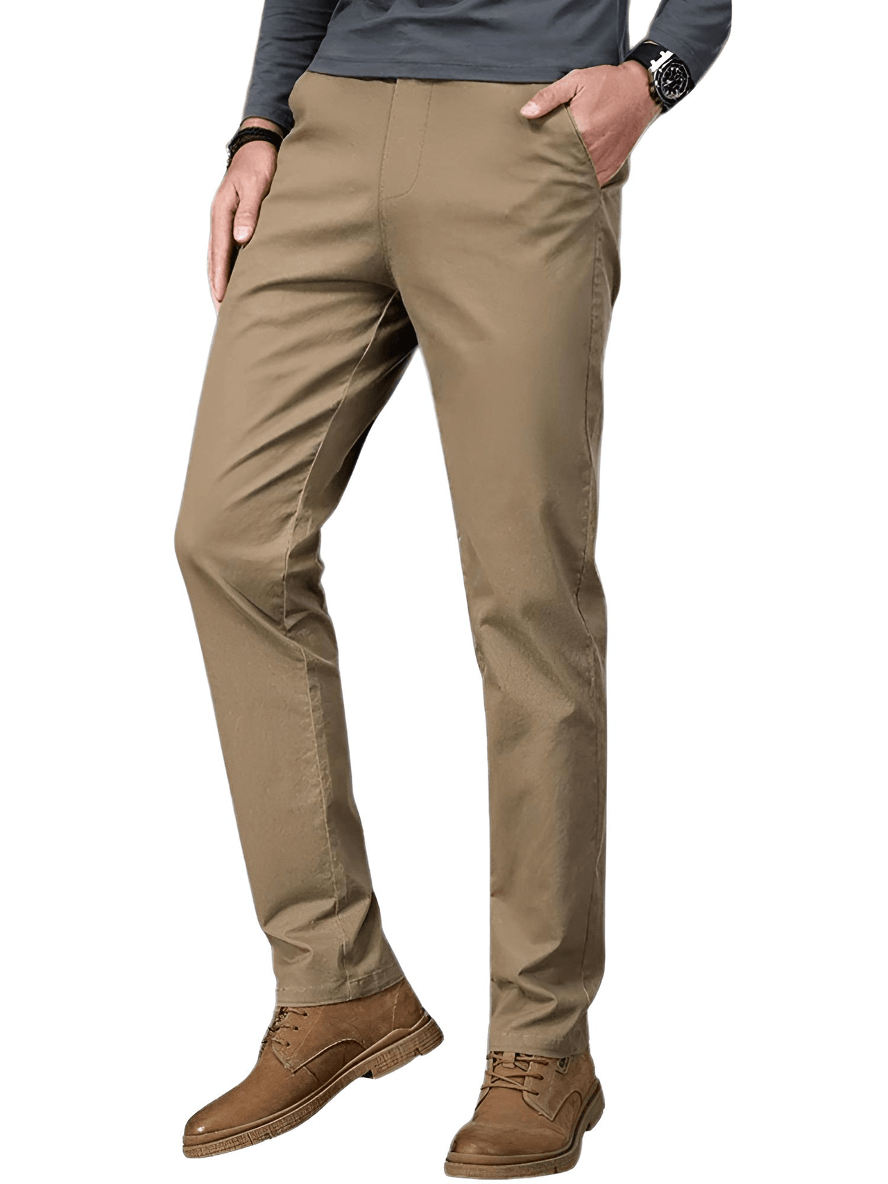 97% Cotton Men's Casual Pants Autumn Fashion Comfortable Elastic Slim Straight Business Trousers, Drestiny, Casual Pants, Dress Pants Men's, Trousers, United States, Australia, New Zealand, United Kingdom, 28, 29, 30, 31, 32, 33, 34, 36, 38, Coffee Brown, Black, Blue, Dark Grey, Khaki, Army Green, Light Khaki, Light Grey Pants, Shopdrestiny.com