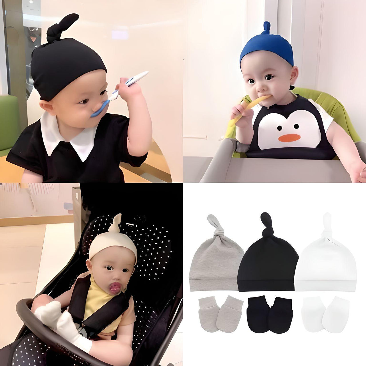 Anti Scratching Cotton Mittens + Hat Set -, Baby & Toddler Gloves & Mittens , Drestiny , Australia, Black, Boys, Brown, Canada, Dark Blue, Dark Grey, Girls, Grey, Hats, Mittens, Navy, New Zealand, Pink, Red, Sets, United Kingdom, United States, White , Drestiny , Cream, Blush, Wine Red, Dark Grey, Dark Pink, www.shopdrestiny.com