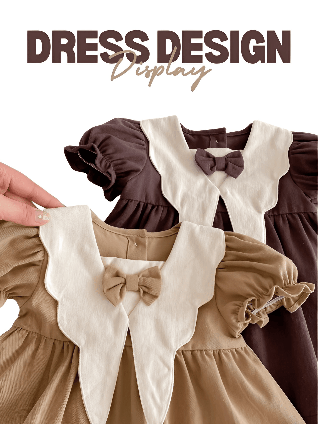 Autumn Baby Girls Dress Casual Bow Clothes Spring Cotton Girls Princess Dress Big Turn Down Collar Dress Girls Clothes -, Dress , Drestiny , 12M, 24M, 2T, 3T, 4T, 6M, Australia, Black, Brown, Canada, Dresses, Girls, Khaki, Long Sleeves, New Zealand, Short Sleeves, TD, United Kingdom, United States , Drestiny , www.shopdrestiny.com