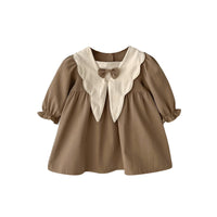 Thumbnail for Autumn Baby Girls Dress Casual Bow Clothes Spring Cotton Girls Princess Dress Big Turn Down Collar Dress Girls Clothes -, Dress , Drestiny , 12M, 24M, 2T, 3T, 4T, 6M, Australia, Black, Brown, Canada, Dresses, Girls, Khaki, Long Sleeves, New Zealand, Short Sleeves, TD, United Kingdom, United States , Drestiny , www.shopdrestiny.com