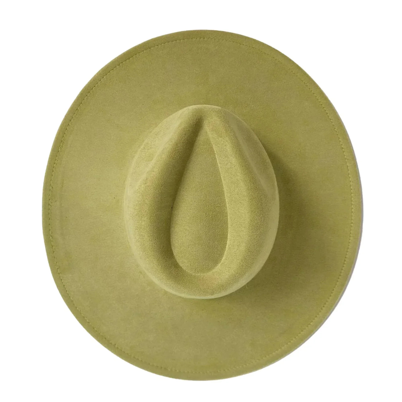 Avocado green wide-brimmed hat on a white background