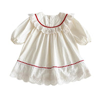 Thumbnail for White dress with red trim on a white background