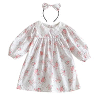 Thumbnail for Floral dress with matching headband on a white background