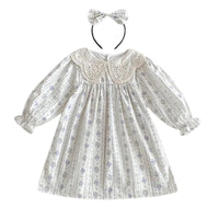 Thumbnail for Floral dress with long sleeves and a headband on a white background