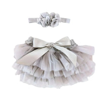 Thumbnail for Baby gray tutu skirt and headband set on a white background