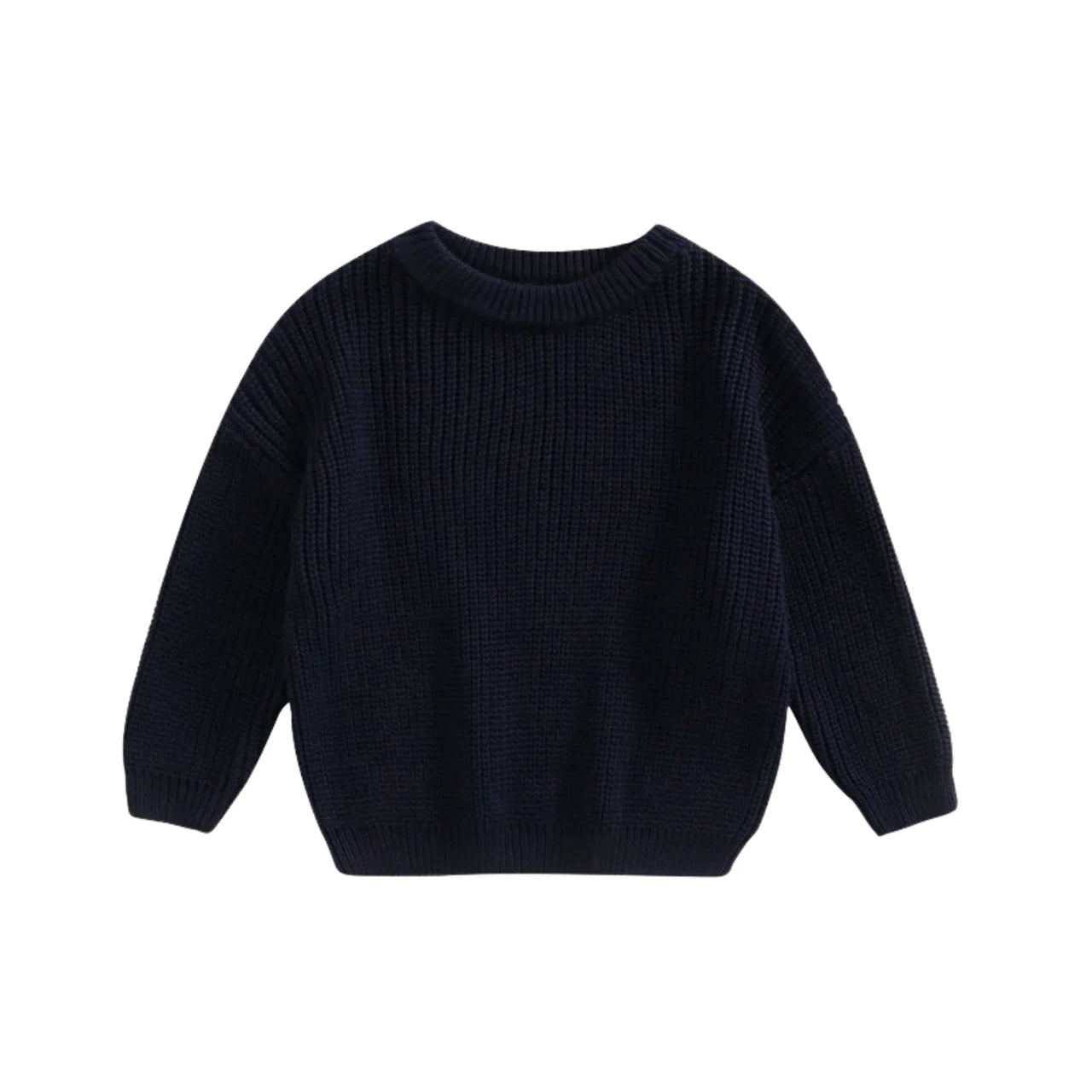Navy blue sweater on a white background