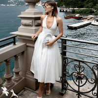 Thumbnail for Backless Deep-V Long Dress Summer Women's Sexy Party Dress Halter Spliced New Fashion Slim Sleeveless Long Dress, dresses, midi dresses, Drestiny, Sleeveless, S, M, L, XL, United States, USA, Canada, Australia, New Zealand, United Kingdom, UK, backless midi dress, deep v neck long dress, backless semiformal dress, long white backless dress, plunge back midi dress, White, Black, Red, Yellow, Blue, Pink, Claret, Light Blue, Dark Blue, Apricot, Purple, Green, dark red, shopdrestiny.com