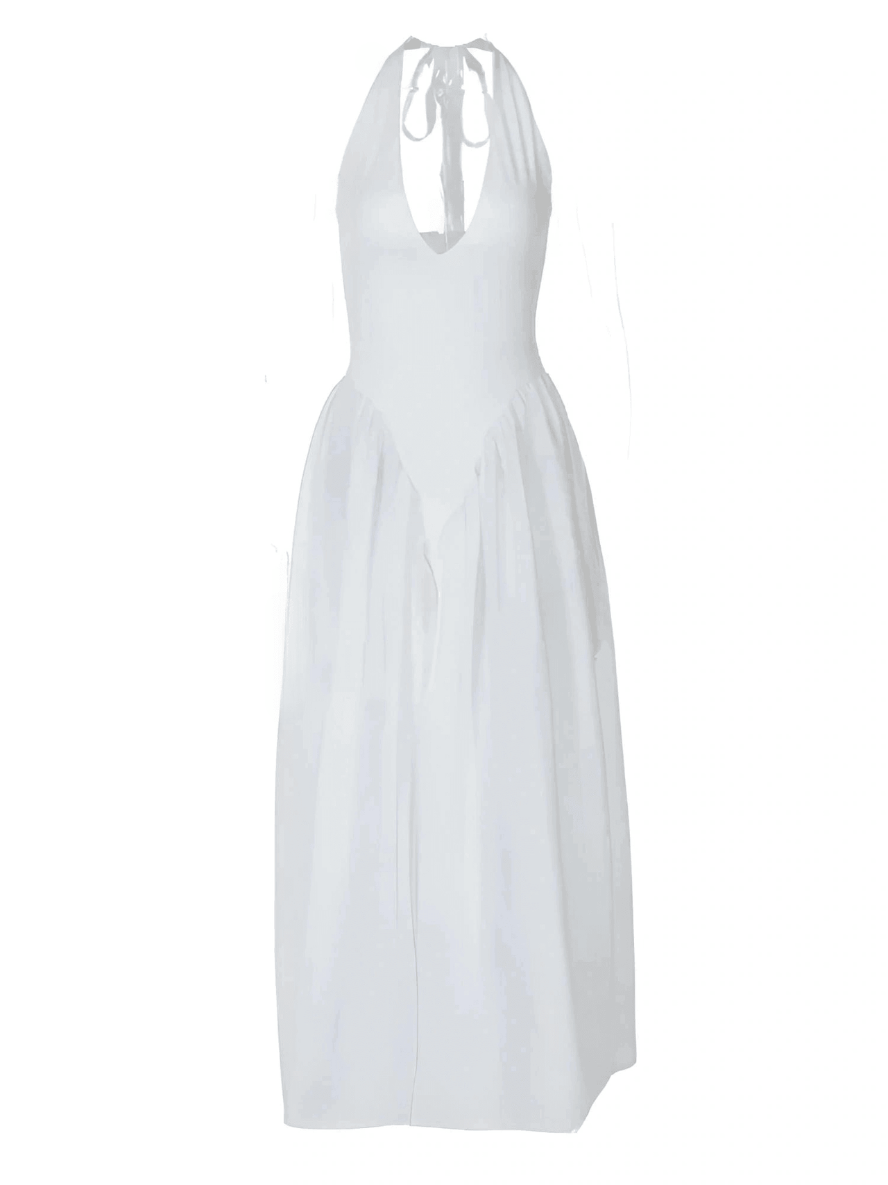 White halter neck dress on a white background