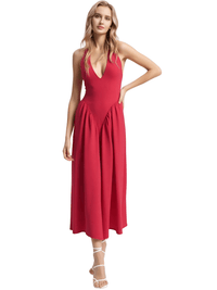 Thumbnail for Backless Deep-V Long Dress Summer Women's Sexy Party Dress Halter Spliced New Fashion Slim Sleeveless Long Dress, dresses, midi dresses, Drestiny, Sleeveless, S, M, L, XL, United States, USA, Canada, Australia, New Zealand, United Kingdom, UK, backless midi dress, deep v neck long dress, backless semiformal dress, long red backless dress, plunge back midi dress, White, Black, Red, Yellow, Blue, Pink, Claret, Light Blue, Dark Blue, Apricot, Purple, Green, dark red, shopdrestiny.com