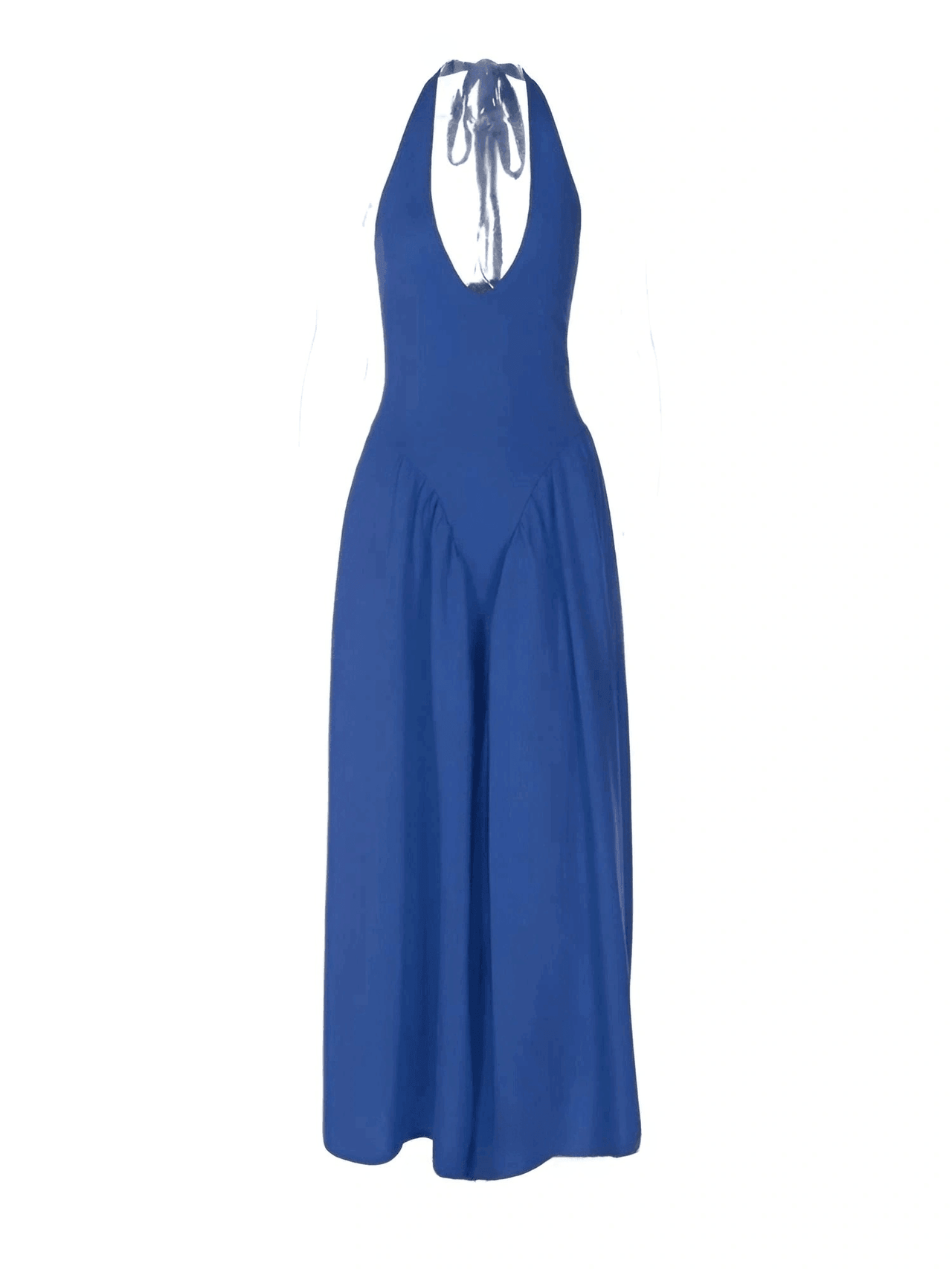 Backless Deep-V Long Dress Summer Women's Sexy Party Dress Halter Spliced New Fashion Slim Sleeveless Long Dress, dresses, midi dresses, Drestiny, Sleeveless, S, M, L, XL, United States, USA, Canada, Australia, New Zealand, United Kingdom, UK, backless midi dress, deep v neck long dress, backless semiformal dress, long blue backless dress, plunge back midi dress, White, Black, Red, Yellow, Blue, Pink, Claret, Light Blue, Dark Blue, Apricot, Purple, Green, dark red, shopdrestiny.com