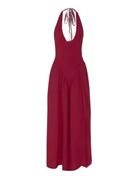 Thumbnail for Backless Deep-V Long Dress Summer Women's Sexy Party Dress Halter Spliced New Fashion Slim Sleeveless Long Dress, dresses, midi dresses, Drestiny, Sleeveless, S, M, L, XL, United States, USA, Canada, Australia, New Zealand, United Kingdom, UK, backless midi dress, deep v neck long dress, backless semiformal dress, long dark red backless dress, plunge back midi dress, White, Black, Red, Yellow, Blue, Pink, Claret, Light Blue, Dark Blue, Apricot, Purple, Green, dark red, shopdrestiny.com