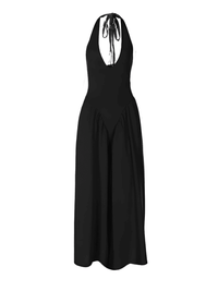 Thumbnail for Backless Deep-V Long Dress Summer Women's Sexy Party Dress Halter Spliced New Fashion Slim Sleeveless Long Dress, dresses, midi dresses, Drestiny, Sleeveless, S, M, L, XL, United States, USA, Canada, Australia, New Zealand, United Kingdom, UK, backless midi dress, deep v neck long dress, backless semiformal dress, long black backless dress, plunge back midi dress, White, Black, Red, Yellow, Blue, Pink, Claret, Light Blue, Dark Blue, Apricot, Purple, Green, dark red, shopdrestiny.com