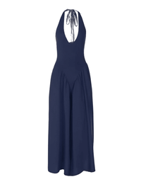 Thumbnail for Navy blue halter neck dress on a white background