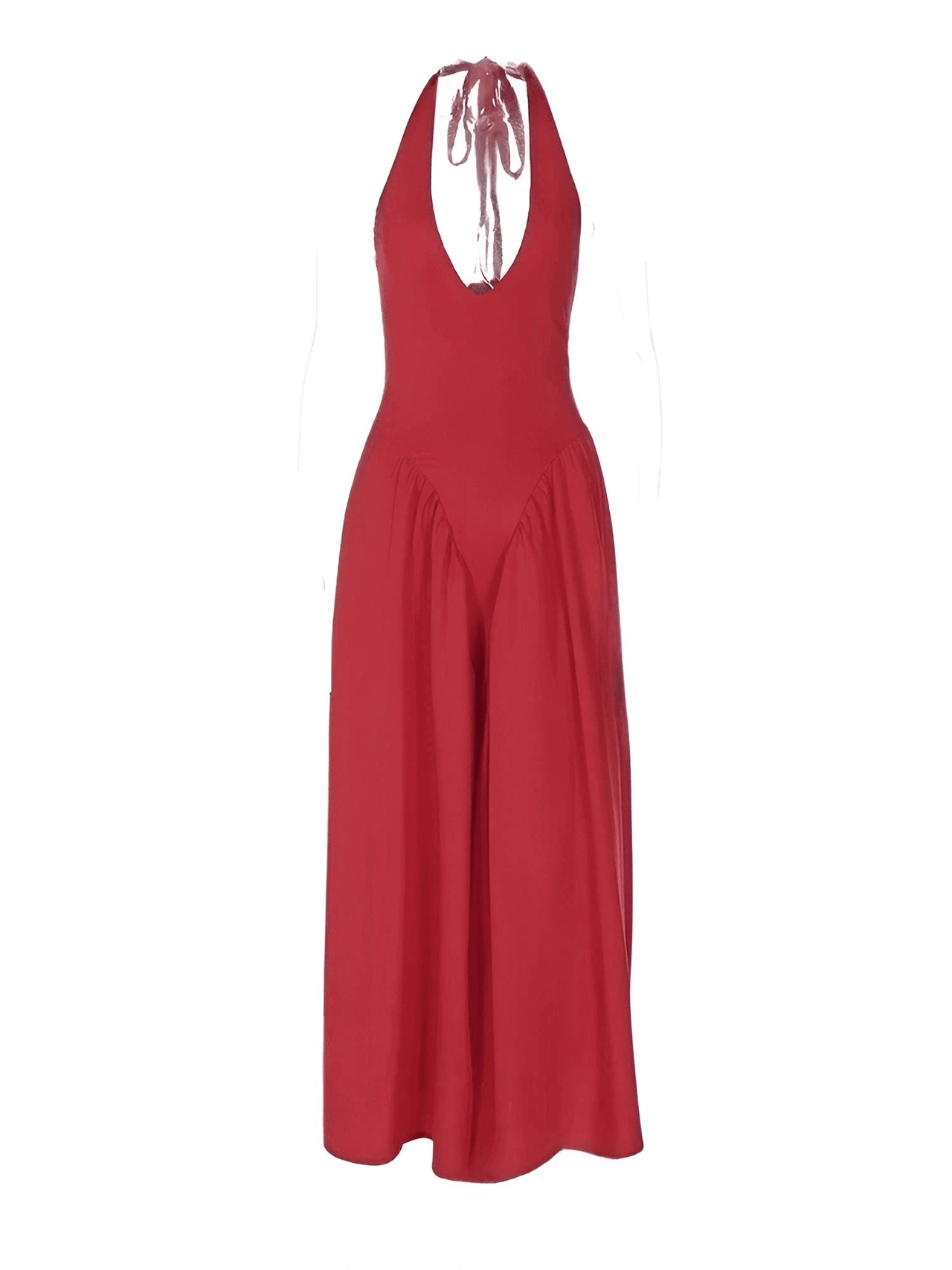 Backless Deep-V Long Dress Summer Women's Sexy Party Dress Halter Spliced New Fashion Slim Sleeveless Long Dress, dresses, midi dresses, Drestiny, Sleeveless, S, M, L, XL, United States, USA, Canada, Australia, New Zealand, United Kingdom, UK, backless midi dress, deep v neck long dress, backless semiformal dress, long red backless dress, plunge back midi dress, White, Black, Red, Yellow, Blue, Pink, Claret, Light Blue, Dark Blue, Apricot, Purple, Green, dark red, shopdrestiny.com