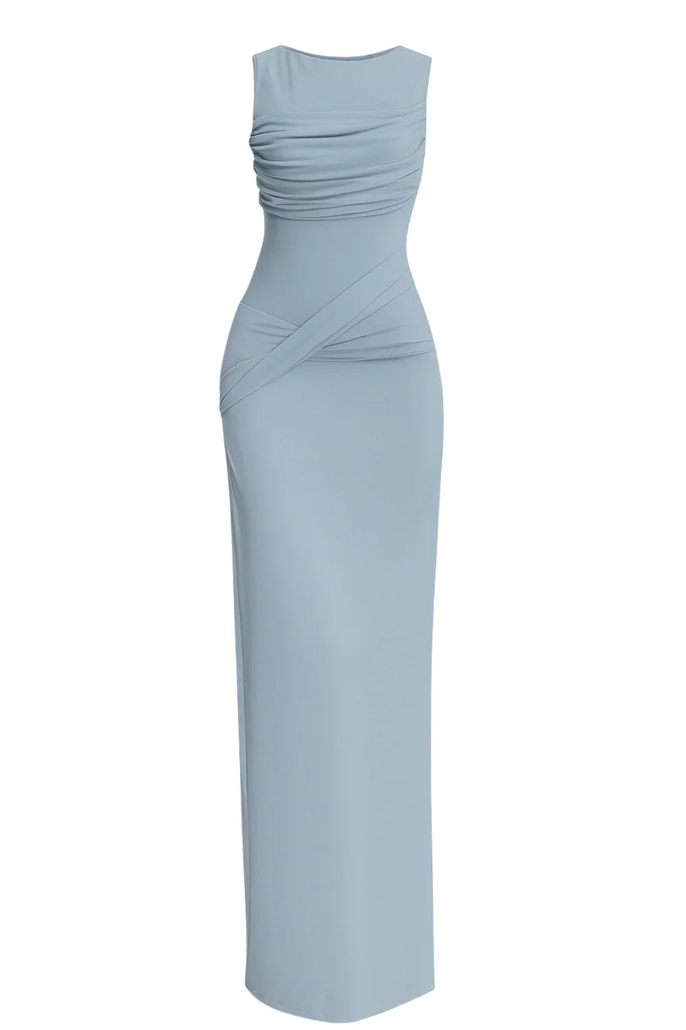 Light blue evening gown on a white background