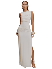 Thumbnail for Backless Maxi Tank Dress Women's Summer Ruched Sexy Thigh High Split Bodycon Elegant Long Dress Fashion, Drestiny, Maxi Dresses, Sleeveless, S, M, L, 4, 6, 8, 10, United States, USA, Canada, Australia, New Zealand, United Kingdom, UK, White, Black, Light Blue, Backless maxi dress, tank maxi dress backless, long backless dress, summer backless maxi dress , casual backless maxi dress, elegant backless maxi dress, shopdrestiny.com