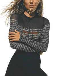 Thumbnail for Be Real Not Perfect Long Sleeve Transparent Bodysuit Women's Paneled Newspaper Long Sleeve Round Neck Shirts Beautiful Hot, Drestiny, Bodysuits, Long Sleeve Shirts, Women's Shirts, Casual Shirts, White, Black, S, M, L, United States, Canada, Australia, New Zealand, United Kingdom, Top Selling Shirts For Women, FR, Gender_Women, shopdrestiny.com