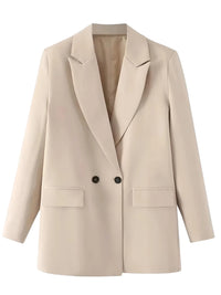 Thumbnail for Beige blazer with black buttons on a white background
