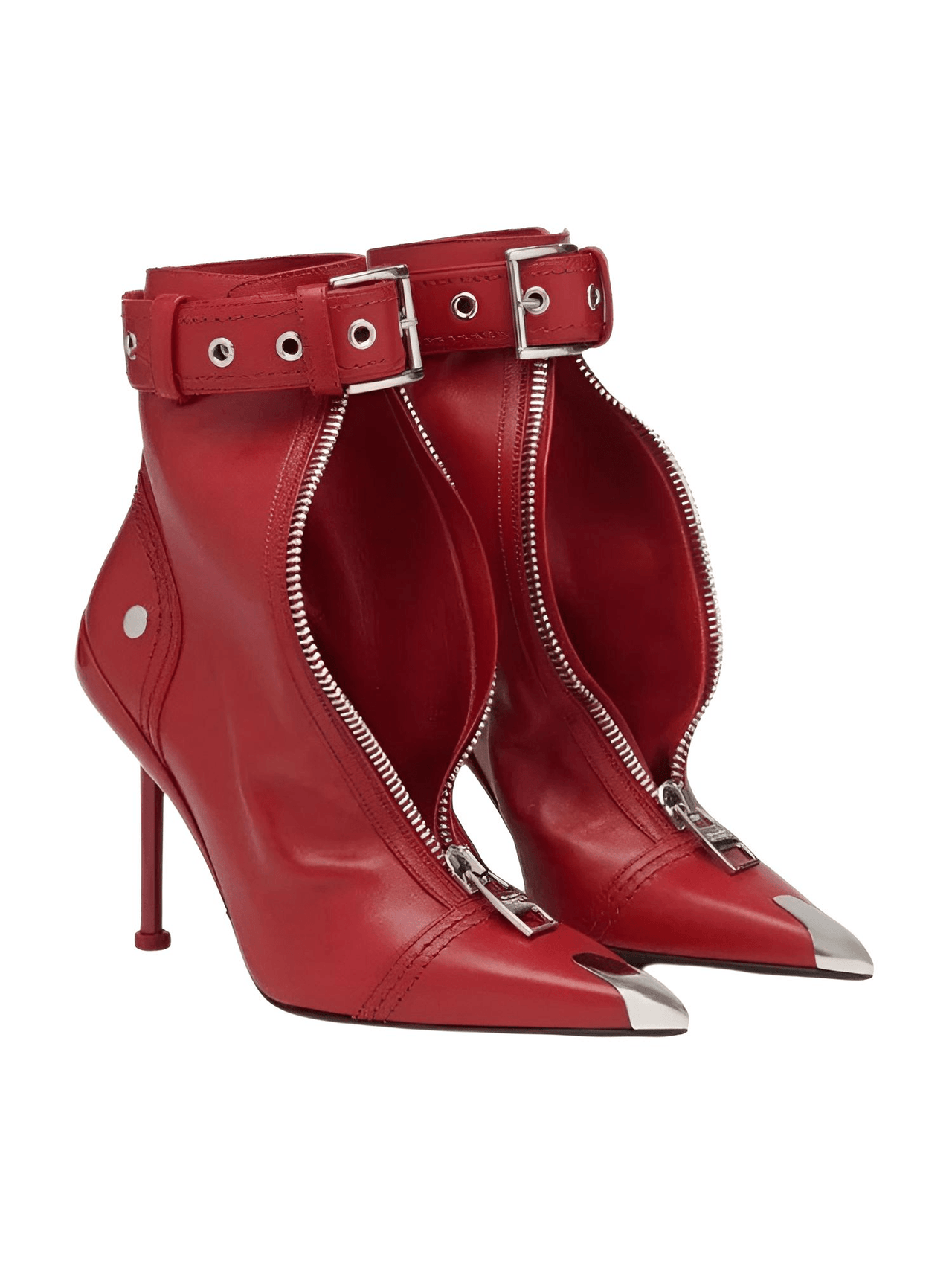 Belt Buckle Front Zipper High Fashion Short Boots Women's -, Shoes , Drestiny , Australia, Black, Boots, FR, Heels, High Heels, New Zealand, Red, Stilettos, United Kingdom, United States , Drestiny , www.shopdrestiny.com